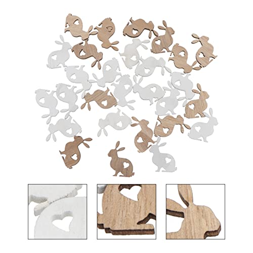 GANAZONO 72Pcs Mini Unfinished Wood DIY Crafts Easter Egg Rabbit Wooden Cutouts Discs Slices for DIY Projects Craft Easter Decor Rabbit GANAZONO