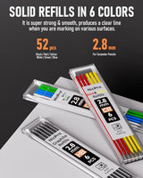 Nicpro 4 Pack Carpenter Pencil with Sharpener & Cap, Mechanical Carpenter Pencils Set with 52 Refill, Deep Hole Marker Woodworking Pencils, Heavy Nicpro