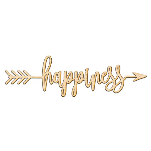 Happiness Right Arrow Wood Sign Home Decor Wall Art Hanging Rustic Unfinished 12" x 4" Woodums
