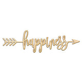 Happiness Right Arrow Wood Sign Home Decor Wall Art Hanging Rustic Unfinished 12" x 4" Woodums