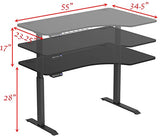 SHW 55-Inch Large Electric Height Adjustable L-Shaped Standing Desk with Right Facing Corner, Black SHW