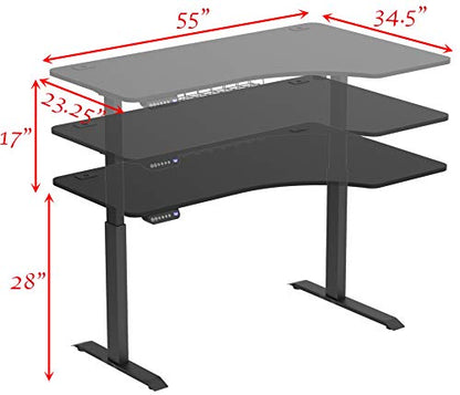 SHW 55-Inch Large Electric Height Adjustable L-Shaped Standing Desk with Right Facing Corner, Black - WoodArtSupply