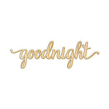 Woodums Goodnight Script Word Wood Sign Home Décor Wall Art for Gallery Wall - Unfinished 12" Wide x 4" Tall