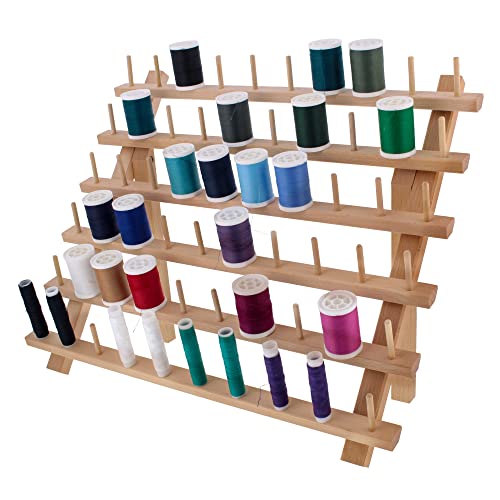 US Art Supply Premium Beechwood 60-Spool Sewing & Embroidery Thread Rack US Art Supply