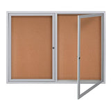 WorkPro® Enclosed Double-Door Cork Bulletin Board, 36" x 48", Aluminum Frame With Silver Finish WorkPro