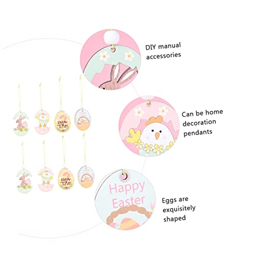 Ciieeo 1 Set 8 Pcs Easter Hanging Ornaments Basket Gift Handmade Gifts Hand Molding Kit Easter Bunny Cutout Easter Wooden Ornament Wooden Rabbit Ciieeo