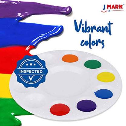 J MARK All Inclusive Toddler Painting Set - Spill Proof Paint Cups, Paint Pad, Brushes, Safe Tempera Toddler Washable Paint, Palette - Toddler Paint - WoodArtSupply