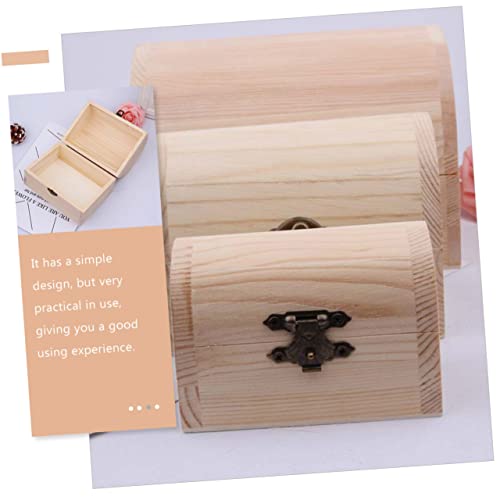 TEHAUX 3pcs Boxes wooden box jewelry organizer tray unfinished wooden jewelry case craft storage strawberry decor DIY wooden wood gifts handmade TEHAUX