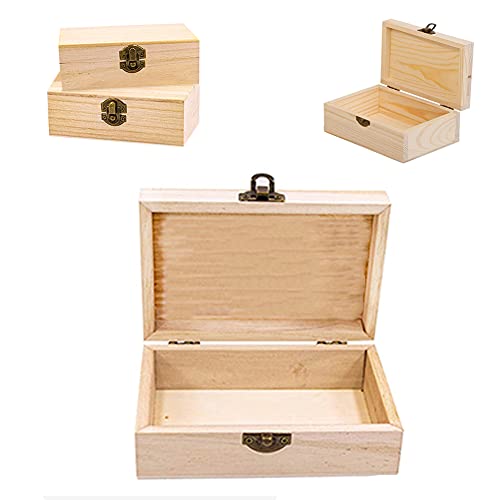 KYLER Unfinished Wooden Box with Hinged Lid, 4 Pcs- 6"x3.8"x2" Wood Boxes Bulk for Craft, Make Your Own Gift, Jewelry Pin Box KYLER