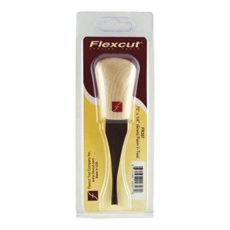 Flexcut Palm V-Tool, High Carbon Steel, Solid Ash Handle, 1/4 Inch, 70 Degrees (FR307) FLEXCUT