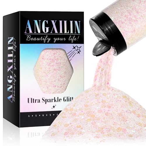 ANGXILIN Holographic Chunky Glitter, 190g/6.7oz Chunky and Fine Mixed Craft Glitter, Bulk Laser Sequin Glitter for Face Body Nail Art,Epoxy Resin - WoodArtSupply