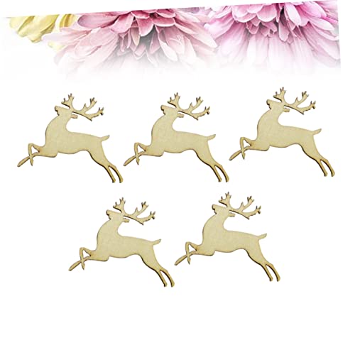 ABOOFAN 30 Pcs Unfinished Wood Ornaments Unfinished Wood Cutouts Wood Chips for Crafts Deer Wooden Pendant