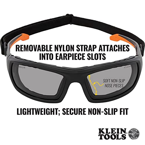 Klein Tools 60471 Safety Glasses, ANSI Z87.1+ Pro Full Frame Gasket Safety Glasses, Gray Lens, UV Protection, Anti-Fog, Scratch Resistant - WoodArtSupply