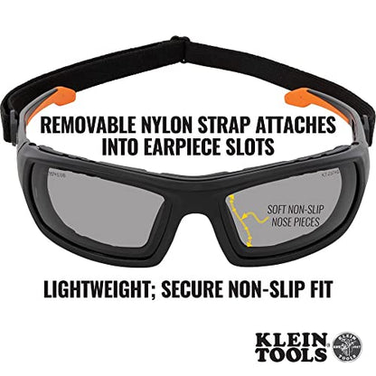 Klein Tools 60471 Safety Glasses, ANSI Z87.1+ Pro Full Frame Gasket Safety Glasses, Gray Lens, UV Protection, Anti-Fog, Scratch Resistant - WoodArtSupply