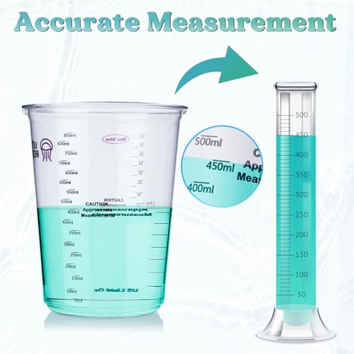 LET'S RESIN Resin Mixing Cups, 50pcs 32oz(1000ml) 2 Scales Accurate Paint Mixing Cup with Protective Gloves, Sturdy & Thick Disposable Measuring Cups LET'S RESIN