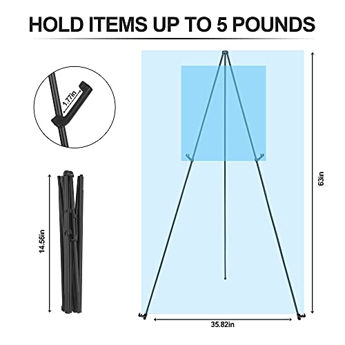 STARHOO Display Easel Stand for Wedding Sign & Poster 63'' Portable Art Easel for Floor Adjustable Metal Easel Black - WoodArtSupply