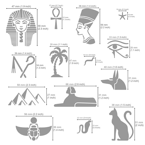 Aleks Melnyk #31 Egyptian Metal Journal Stencil, Hieroglyphics Stencil for Egyptian Paintings, Egyptian Cutouts, Steel Template, Wood Burning, - WoodArtSupply