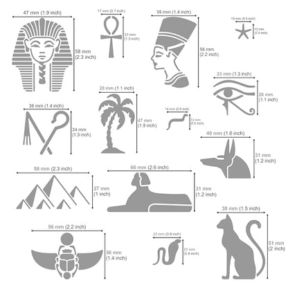 Aleks Melnyk #31 Egyptian Metal Journal Stencil, Hieroglyphics Stencil for Egyptian Paintings, Egyptian Cutouts, Steel Template, Wood Burning, - WoodArtSupply