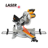 Hoteche 10-Inch Miter Saw 15A Sliding Compound Single Bevel Chop Saw with Laser Guide and TCT Saw Blade for Wood and Metal Working Hoteche