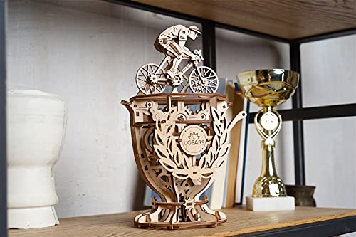 UGEARS Automaton Cyclist 3D Puzzle - Self-Assembly 3D Wooden Puzzles Idea Classic Tour De France Cup Bicycle Wood Model Kit - Creative 3D Puzzles for UGEARS