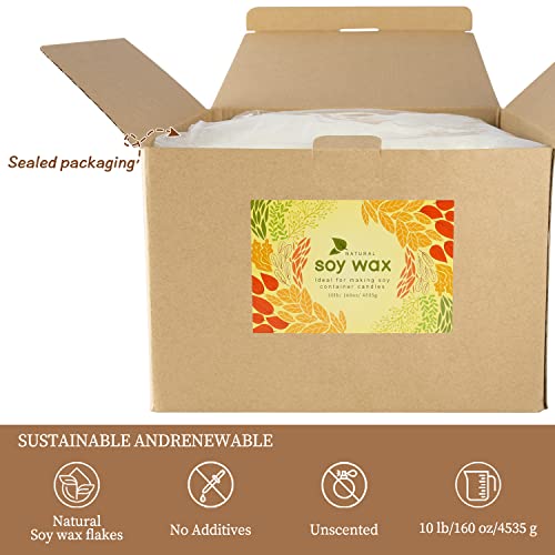 Natural Soy Wax for Candle Making 10 lb Bag Soy Wax Flakes,DIY Candle - WoodArtSupply