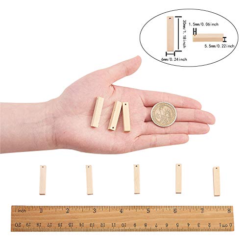 LiQunSweet 20-Pieces Unfinished Wood Blank Slice Pendants Rectangle Tube Wooden Cuboid Wheat for Necklace Jewelry Making DIY Crafts Art Project Home