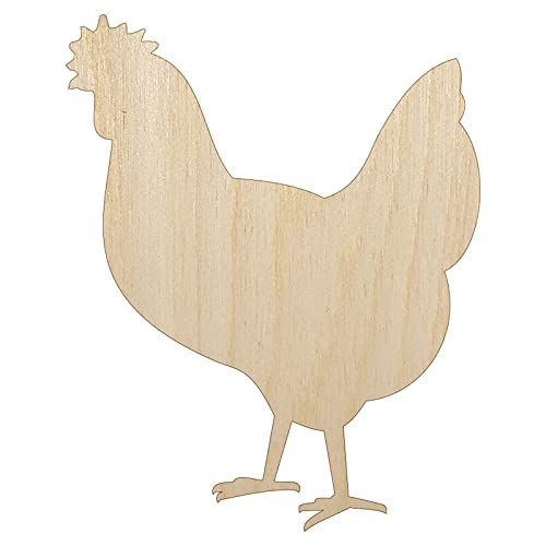 Chicken Standing Solid Unfinished Wood Shape Piece Cutout for DIY Craft Projects - 1/4 Inch Thick - 6.25 Inch Size - WoodArtSupply