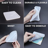 ResinWorld 4 Pack 4 inches Square Coaster Molds, Shiny Coaster Silicone Mold for Resin, Geode Aagte Coaster Resin Molds ResinWorld