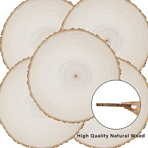 Prsildan 4 Pack Large Wood Circle Slices, 8 to 10 Inches DIY Unfinished Wood Table Centerpieces, Natural Rustic Round Crafts for Indoor Christmas Prsildan