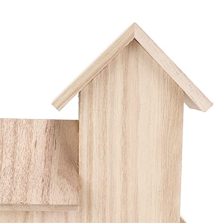 Pssopp Outdoor Birdhouse Unfinished Wood Bird House Kits to Paint for Kids Birdcages for Outdoors Hanging, 15.5 x 15.5 x 20cm(3 Rooms) Pssopp