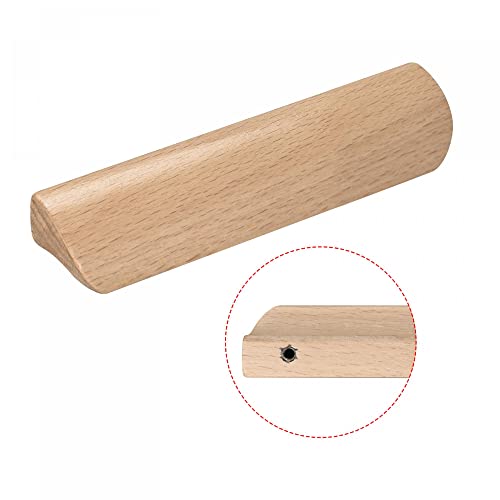uxcell Wood Pull Handles, 4pcs 96mm/3.78" Hole Distance Wooden Drawer Unfinished Knobs Pulls for Kitchen Furniture Drawer Wardrobe Cupboard uxcell