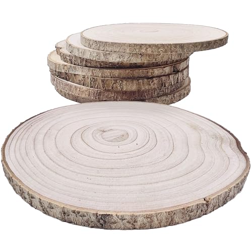 William Craft 8 Pcs 8-9 inches Large Unfinished Wood Slices for Centerpieces, Natural Rustic Wooden Plate for DIY Craft, Round Wood Chips for Table - WoodArtSupply