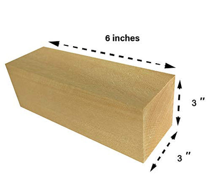 6 Pack Extra Large Basswood Blocks 6 X 3 X 3 Inches Premium Unfinished Soft Wood Blocks for Carving and Whittling - WoodArtSupply