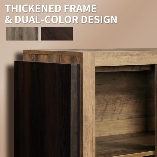 LUXOAK Sideboard Buffet Cabinet with Storage,64" Cabinet with Glass Door, Modern Wood Glass-Buffet Cabinet for Dinning Room,Kitchen, Hallway, and LUXOAK