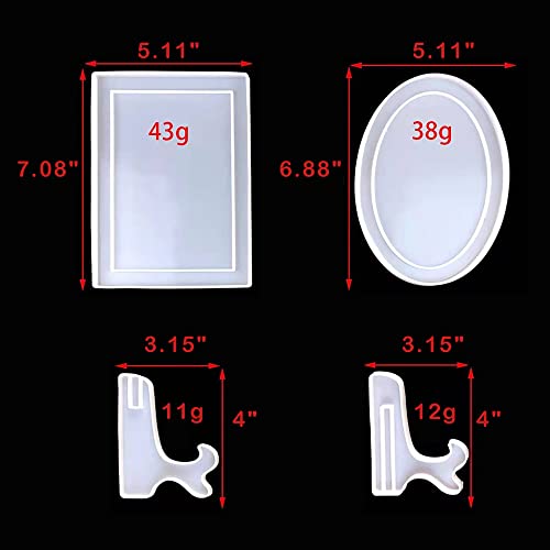 Resin Mold for Photo Frame Silicone Picture Frames Resin Molds for Casting Rectangle Oval Photo Frame Molds with Stand Holder for DIY Personalized metulip