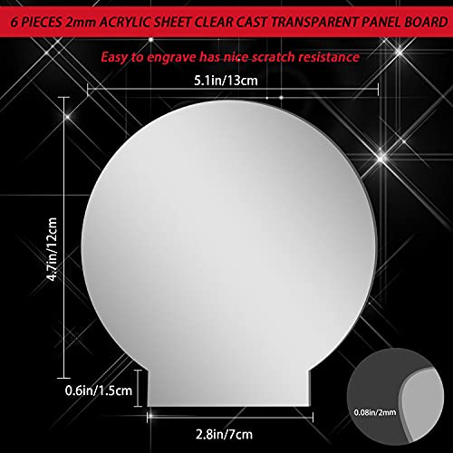 Star-Power 2mm Acrylic Sheet Clear Cast Plexiglass Panel Thick Plastic Glass Board with Double Sided Protective(5.8inchx 3.1inch) for LED Light Base Signs DIY Display Projects Craft (Round, 8)