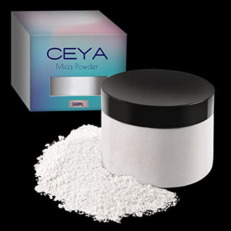 Ceya Mica Powder, 5.3oz/ 150g Porcelain White Pearlescent Effect Colorant Pigment Powder for Epoxy Resin, Tumblers, Slime Bath Bomb, Soap Dye, Slime, ceya