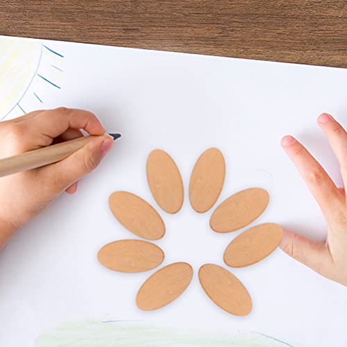 COHEALI 50pcs Wood Round Cutouts Unfinished Oval Wood Shapes Pieces Wood Discs Slices Oval Wood Embellishments for DIY Craft Wedding Christmas Decor COHEALI