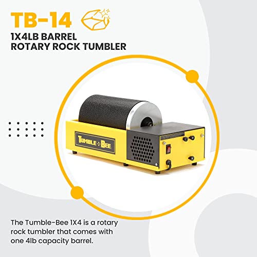 Tumble-Bee Rock Tumbler - Rotary Rock Tumbler for Polishing Stones, Rocks, Glass and Metals - Polishing Tool for Adults & Kids, Model TB-14, 1X4LB Tumble-Bee