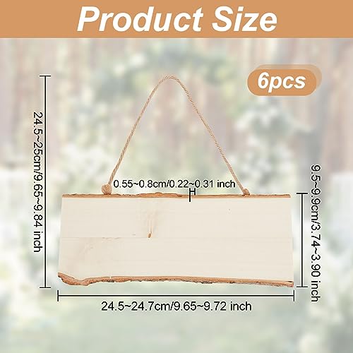 OLYCRAFT 6pcs Wood Hanging Signs Unfinished Hanging Wood Plaques Rectangle Wooden Blanks Wood Sign Wooden Slices Banners with Ropes for DIY Painting OLYCRAFT