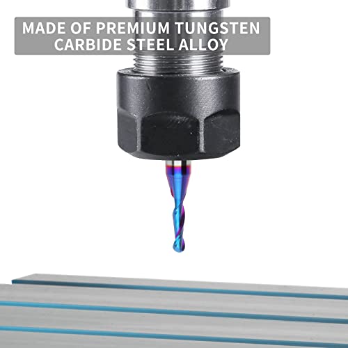 EANOSIC Carbide Ball Nose CNC Bit 1/4 Inch Shank, 1/8" Cutting Diameter End Mill Bits Spiral Router Bits Wood Milling Tool with Nano Blue Coating for EANOSIC
