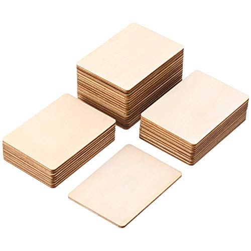 Boao Blank Wood Squares Wood Pieces Unfinished Round Corner Square Wooden Cutouts for DIY Arts Craft Project, Decoration, Laser Engraving Carving