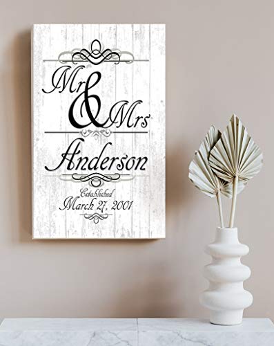 Mr & Mrs Wedding Gift Sign PERSONALIZED Family Name Established Sign Customized for Newlywed Couple EST. Date Broad Bay