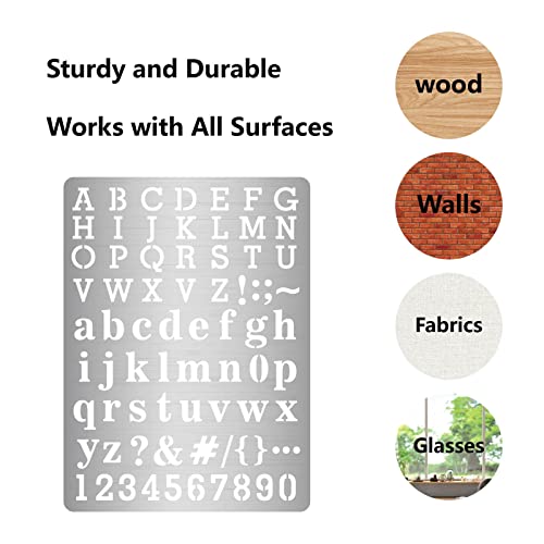 GORGECRAFT Metal Letter Stencil Stainless Steel Lettering Alphabet Symbol Painting Template Journal Tool for Painting, Wood Burning, Pyrography and Engraving