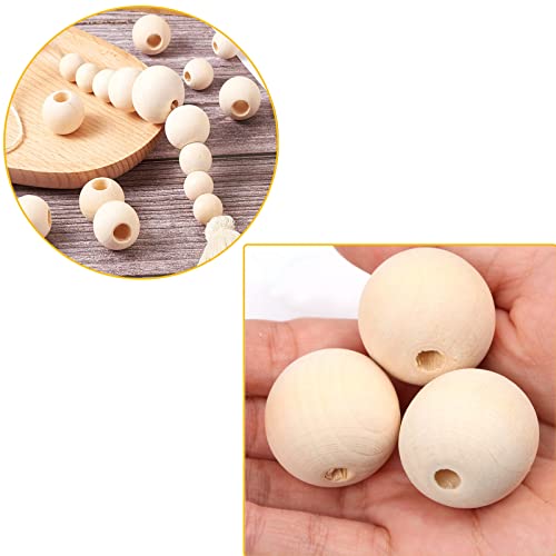 hesmartly 100Pcs 1 Inch Unfinished Wood Beads Round Wooden Spacer Beads Natural Wood Loose Beads hesmartly