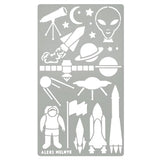 Aleks Melnyk #23 Metal Journal Stencil, Rocket Ship, Alien Head Stencil Small, Space Stencil for Painting, Constellation, Planet, UFO, Template Wood - WoodArtSupply