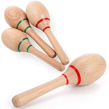 Foraineam 4 Pieces Maracas 8 inch Wooden Hand Percussion Rattles, Beech Wood Rumba Shakers Noisemaker Party Favors Supplies Musical Instrument for Foraineam