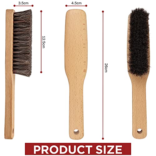 Horsehair Shoe Boot Brush 10.2 inches, Hat Brush, Hand Broom Brush by TAKAVU, 100% Soft Genuine Horse Hair Bristles, Long Beech Wood Handle for TAKAVU