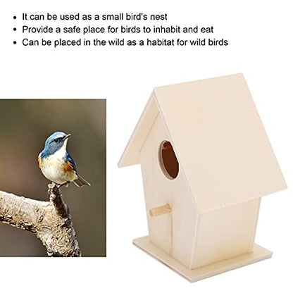 DIY Bird Feeder Houses, Wooden Bird House Unpainted Unfinished Birdhouse Hanging Bird House Hanging Birdhouse for Decorations Indoors Gardens(Single - WoodArtSupply