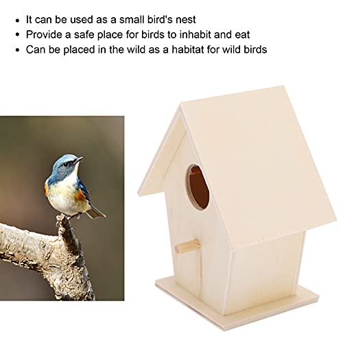Wooden Bird House, Outside Garden Patio Decorative DIY Bird Feeder Houses Hanging Birdhouse Unfinished Birdhouse for Decorations Indoors Zerodis